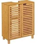 Waschbeckenunterschrank aus Bambus SICELA, nat&uuml;rliche Holzfarbe, 60 x 28 x 80...