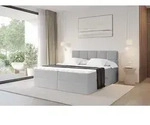 ALTDECOR Boxspringbett - H4 Matratze und Topper - FAMA - 200x200 - Hellgrau -