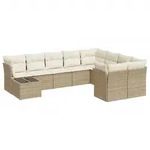 vidaXL 10-tlg. Garten-Sofagarnitur mit Kissen Beige Poly Rattan - Beige