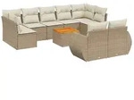 vidaXL 10-tlg. Garten-Sofagarnitur mit Kissen Beige Poly Rattan - Beige