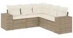 vidaXL 5-tlg. Garten-Sofagarnitur mit Kissen Beige Poly Rattan - Beige