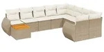 vidaXL 10-tlg. Garten-Sofagarnitur mit Kissen Beige Poly Rattan - Beige