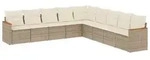 vidaXL 9-tlg. Garten-Sofagarnitur mit Kissen Beige Poly Rattan - Beige