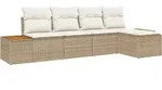 vidaXL Gartensofa-set 5 Stk. Beige Poly Rattan - Beige