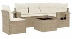 vidaXL 6-tlg. Garten-Sofagarnitur mit Kissen Beige Poly Rattan - Beige