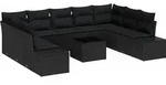 vidaXL Gartensofa-set 10 Stk. Schwarz Poly-Rattan - Schwarz