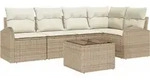 vidaXL Sofa Set mit Kissen Beige Polyester - Beige