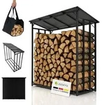 Juskys Kaminholzregal mit Dach 185x70x185 cm, 2,4 m3, wetterfest & stabil mit