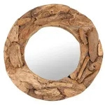 RUNDER SPIEGEL "TEAK 60" | Treibholz, &Oslash; 60 cm | Wandspiegel - Braun