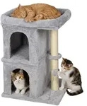 Relaxdays Kratzbaum, mit 2 H&ouml;hlen & Spielzeug, Sisal, mit Liegefl&auml;che,
