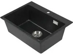 Einbausp&uuml;le "Kingston" Granitsp&uuml;le 450 mm x 600 mm x 215 mm mit Zubeh&ouml;r schwarz