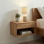 FineBuy Nachtkonsole f&uuml;r Wandmontage 50x35cm Akazie Massivholz Nachttisch mit