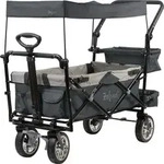 Zelsius Bollerwagen faltbar mit Dach, Grau, Transportwagen mit Gurtsystem,