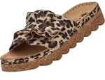Rieker Damen Pantoletten Braun/Leopard - Braun - 36