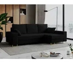 Ecksofa mit Schlaffunktion L-Form mit Bettkasten - DORIAN-Non - Schwarz - Schwarz