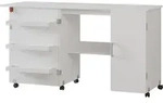 Vicco N&auml;htisch Carmen, 148 x 75 cm mit 3 Regalf&auml;cher und Schrank, Wei&szlig; -...