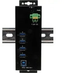 USB 3.2 Gen 1 HUB 4-Port extern inkl.USB Kabel+Din-Rail-Kit,1.5A - Schwarz