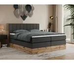 MKS MEBLE King Boxspringbett 140x200 mit Bettkasten Eiche, Polsterbett 140x200...