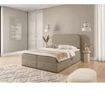 Boxspringbett Schlafzimmerbett BINETA PREMIUM 160x200cm Stoff Coral Dunkelbeige...