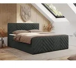 MKS MEBLE Boxspringbett 140x200 mit Bettkasten Matratze H4 - Paris Duo - Dunkelgrau