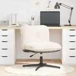 vidaXL B&uuml;rodrehstuhl Cremefarben Gelockter woll&auml;hnlicher Stoff - Creme