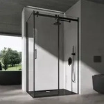 doporro Duschkabine Eckdusche 80x130x195cm Duschabtrennung schwarz 8mm