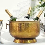 FineBuy Sektk&uuml;hler Hammerschlag Champagnerschale & Flaschenk&uuml;hler 37cm f&uuml;r...
