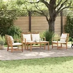 vidaXL Gartensofa-set 4 stk. Natur Massives Teakholz - Braun