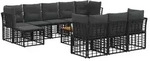 vidaXL Outdoor-Sofagarnitur 11 Stk. Schwarz und Dunkelgrau Polyester - Schwarz