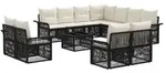 vidaXL Gartensofa-set 12 Stk. Schwarz und Cremewei&szlig; Poly-Rattan - Schwarz