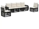 vidaXL Gartensofa-set 6 Stk. Schwarz und Cremewei&szlig; Poly-Rattan - Schwarz
