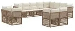 vidaXL Gartensofa-set 12 Stk. Beige Poly-Rattan - Beige