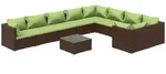 vidaXL 10-tlg. Garten-Lounge-Set mit Kissen Poly Rattan Braun - Braun