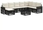 vidaXL Gartensofa-set 9 Stk. Schwarz und Cremewei&szlig; Poly-Rattan - Schwarz