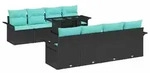 vidaXL Gartensofa-set 9 Stk. Schwarz [Synthetisch]: Poly Rattan - Schwarz