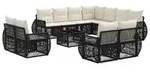 vidaXL Gartensofa-set 12 Stk. Schwarz und Cremewei&szlig; Poly-Rattan - Schwarz