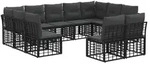 vidaXL Outdoor-Sofagarnitur Schwarz und Dunkelgrau Polyester - Schwarz