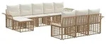 vidaXL Outdoor-Sofagarnitur 10 Stk. Nat&uuml;rlich und Cremwei&szlig; Polyester - Braun