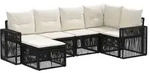 vidaXL Gartensofa-set 6 Stk. Schwarz und Cremewei&szlig; Poly-Rattan - Schwarz