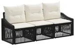 vidaXL Gartensofa-set 3 Stk. Schwarz Poly-Rattan - Schwarz