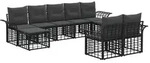 vidaXL Outdoor-Sofagarnitur 9 Stk. Schwarz und Dunkelgrau Polyester - Schwarz