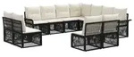 vidaXL Gartensofa-set 11 Stk. Schwarz Poly-Rattan - Schwarz