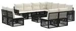 vidaXL Gartensofa-set 12 Stk. Schwarz und Cremewei&szlig; Poly-Rattan - Schwarz