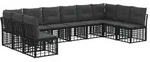 vidaXL Outdoor-Sofagarnitur Schwarz Polyester - Schwarz