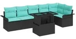 vidaXL Gartensofa-set 7 Stk. Schwarz Poly-Rattan - Schwarz