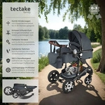 tectake&reg; Kombi-Kinderwagen Mats 2 in 1, klappbar, mit 5-Punkt-Gurt, Bremse,