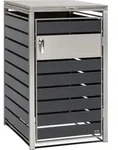 Zelsius M&uuml;lltonnenbox f&uuml;r eine M&uuml;lltonne | Anthrazit | Edelstahl - Braun