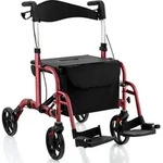 COSTWAY Rollator mit Sitz faltbar leicht, 2in1 Rollstuhl & Reiserollator,...