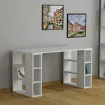 DECORTIE Colmar Moderner Schreibtisch Wei&szlig; Mit B&uuml;cherregal, 140 x 60 x 75 cm -