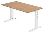 b&uuml;m&ouml; Schreibtisch Serie-O - Nachbildung: Nussbaum, Gestell: Wei&szlig;, Gr&ouml;&szlig;e:...